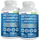 Metylovaný B komplex s metylfolátom a B12 Metylkobalamín 1000 μg - Metylovaný multivitamín pre energiu, mozgové funkcie a wellness - vitamín B komplex pre mužov a ženy (180 servings, balenie 2)