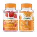 Životaschopný kolagén a vitamín C + vitamín C 750mg, Gummies Bundle - veľké ochutnávky, vitamínové doplnky, bez lepidla, bez GMO, žuvacia guma