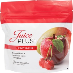 Juice Plus+ Fruit Blend mäkké žuvačky (Chewables) - Zvýšte svoju výživu s 11 Ovocie a rastlinné prísady - Vegánska Gummy pre deti a dospelých - Vitamíny, plná výživa potravín - 1 vrecko (1-Mo, 30 žuvačky)