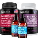 Liquid Collagen Biotin (2pk), Fadogia Tongkat Ali (1pk) a Oxid dusnatý (1pk) Dodatok Bundle - Silné vitamíny pre vlasy, kožu, nechty, srdce, energia, & Testosterón podpora - non-GMO, Vegan
