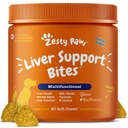 Zesty Paws Pečeň podpora doplnok pre psy - s mliekom Thitle extrakt, Turmeric Curcumin, Choline - Soft Chew Formula - pre Psie pečeň funkcie