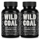 Wild Foods Aktivované Charcoal Kapsule 100% Organic Coconut Shells Active Tablets for Bloating Relief 