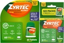 Zyrtec 24 hodinové tablety na úľavu od alergie, liek na vnútorné a vonkajšie alergie s 10 mg cetirizínu HCl na jednu antihistaminikum tableta, balenie, 60 ct + 3 ct Cestovné balenia, 63 počet