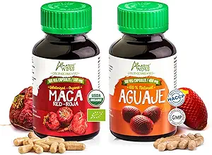 Red Maca Root a Aguaje Kapsule pre Ženy l Organic Female Health Supplement l Strong Hormone Regulator Pack l Andes