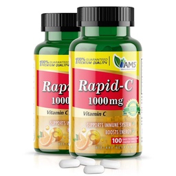 Amerika Medic & Science Rapid-C 1000mg vitamín C doplnok (2 balenie po 100 tabliet) Energy Booster, Daily Immune System Support, Antioxidant, Vegan, Non-GMO potiahnuté kyselina askorbová pre dospelých mužov a ženy