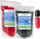 XPRS Nutra Veľkosť 1 Želatína Oddelené Kapsule - 1000 Počet prázdnych pilulky Oddelené vo vreckách- Prázdne pilulky pre DIY Supplement Filling (čierna/červená)