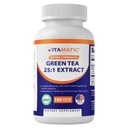 Vitamatic Green Tea Extract s vitamínom C, 25X koncentrát, 98% polyfenoly, 80% katechíny, 50% EGCG, 180 Veg kapsuly