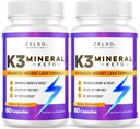 ZELSO (2 balenia K3 Minerálne tabletky na chudnutie pre ženy a mužov, K3 minerálne pilulky - K3 soľné minerály, vitamín + K3 kapsule doplnok pre Keto chudnutie - 2 mesiace dodávky