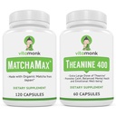 VitaMonk MatchaMax Matcha Kapsule & L-Theanine 400mg - Boost Energy a zvýšiť zameranie Bundle