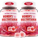 (2 balenia) Metylovaný multivitamín bez cukru pre ženy Gumičky s vápnikom, D3 K2, Inozitol, folát, biotín, železo, vitamín A, C, E, B komplex - Multi vitamíny a minerály - energia, imunita, kosť - Vegan