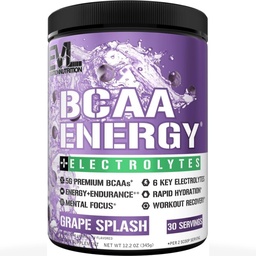 EVL BCAA Aminokyseliny Powder - BCAA Energy Pre cvičenie Powder for Muscle Recovery Sean Growth and Endurance - Rehydrating Post Workout Recovery Nápoj so 6 Key Electrolytes - Grape Splash