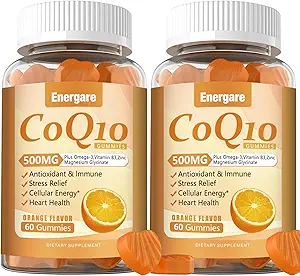 2 balenia CoQ10 500MG Gummy - 3X lepšia absorpcia Koenzým Q10 doplnky - Plus Omega-3, horčík, vitamín B3 a zinok pre zdravie srdca, celulárna energia a antioxidant, 120 Cts