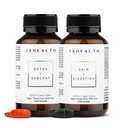 JSHealth Vitamíny Trávenie Podpora Bundle - Zahŕňa Detox + Debloat Pečeň Zdravie Vzorec a koža + Tráviace doplnky