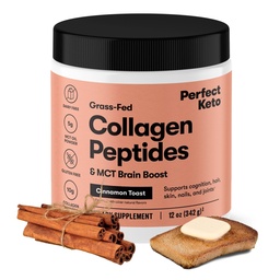 Perfect Keto Collagen Peptides Protein Powder with MCT Oil, Hydrolyzed Collagen, Typ I & III Supplement, Gluten Free Grass Fed, Low Carb, Keto Coffee Creamer, Collagen for Women & Muži, Škorica Toast