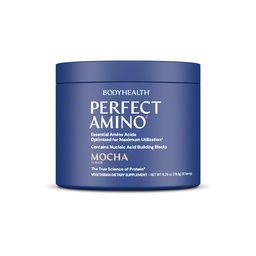 TeloHealth PerfectAmino Powder - BCAA a EAA Powder pre pred a po tréningu - Aminokyselinový nápoj pre mužov a ženy na podporu chudého svalstva a zotavenie - Mocha - 60 Servivné