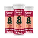 8Greens Supergreens Tablety Super Greens Powder Superfood Tablety, Metabolizmus imunita & Focus, Denné Greens šumivé tablety, Organické: Aloe Vera, Spirulina, Chlorella, Peach, 30 Servings