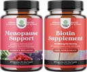 Bundle of bylinné menopauza Supplement for Women and 10000 mcg Pure Biotin Pills for Women & Muži - Ideálne pre Estrogen Balance - Zastaviť vypadávanie vlasov Stenning Natural Supplement