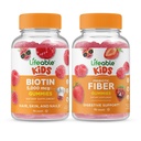 Životaschopné biotín Deti + Prebiotické Fiber Kids, Gummies Bundle - Veľké ochutnávky, vitamínové doplnky, bez lepku, bez GMO, Žuvacia Gummy