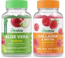 Životaschopné Aloe Vera + Kolagén & Biotin, Gummies Bundle - veľké ochutnávky, vitamínové doplnky, bez lepidla, bez GMO, bez žuvačiek