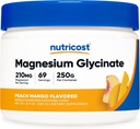 Nutricost glycinát horečnatý prášok (Peach Mango, 250 gramov) - glycinát horečnatý (ako bisglycinát)