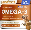 PAWFECTCHEW rybí olej Omega 3 pre psy - Alergická úľava - Spoločné zdravie - Svrbenie Relief, Shedding - Skin and Coat Supplement - Aljašský lososí olej Žuvačky - Omega 3 6 9 - EPA & DHA mastné kyseliny