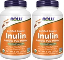 Now Supplements, Inulin Prebiotic Pure Powder, Certified Organic, Non-GMO Project Overené, Intestinálna podpora*, 8-Ounce (Pack of 2)