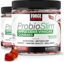FORCE FACTOR ProbioSlim Apple Cider Ocogar Gummies, 2-Pack, s organickým jablkový Cider Ocogar a LactoSpore Probiotiká a prebiotiká na podporu trávenia, metabolizmu a imunitného zdravia, 120 Gummies