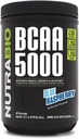 NutraBio BCAA 5000 Powder - Vegan Fermented BCAA - podporuje Lean Muscle Growth, Recovery, Endurance - 60 Servings - Blue Malina