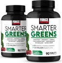 FORCE FACTOR Smarter Greens Tablets, 2-Pack, Greens Supplement with 25+ Superfoods and Antioxidants to Improve Digestion, Reduce Stress, Strengthen Immunity, and Support Metabolism, 180 Tablets