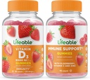 Životaschopný vitamín D 5000 IU + Imunitná podpora, Gummies Bundle - veľké ochutnávky, vitamínové doplnky, bez lepidla, bez GMO, Žuvacia Gummy