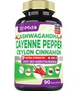 Cayenne Pepper Doplnky Kapsule, 3 mesiace Supply & Ashwagandha, Ceylon škorica, Hroznové semeno, Quercetin, Moringa, Ginkgo Biloba - srdce wellness, podporuje tráviace zdravie -90 Caps
