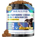 Psie vitamíny - 25-v-1 Pes Vitamíny a doplnky Multivitamín s glukozamín Probiotiká Omega-3 Puppy Multivitamín Chewable for Coat, Heart, HIPS & Joints, Digestion & Immune System 200ks