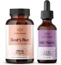 HERBAMAMA caps Rue and Milk Thistle Kit - Bundle of 1200 mg capsules & Milk Thistle Liver Detox Drops 2 fl oz - Vegan, Non- GMO, Cukor & Bez alkoholu - 2 balenia