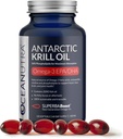 Wild Caught Antarktída Krill Oil 500mg Softgels, SuperbaBoost Omega 3 Supplement, EPA & DHA, Astaxantín, Cholín, 56% Fosfolipidy, Udržateľný, Žiadny rybí olej, Vanilla Flavor (60-Day Supply)