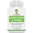 VitaMonk s nízkou dávkou kofeínu a teanínu - žiadne nervy, žiadny Crash- Mikrodávkové Caffeine L Theanine pilulky s kofeínom Theanine a Theobromine - 25 mg kofeínu, kofeín pilulky L Theanine - 60 Caps