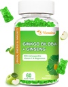 240MG Ginkgo Biloba Gummy s ženšenom a horčíkom, Ginko Biloba Doplnky Gummy pre zaostrenie mozgu, nálada a pamäť pre dospelých, 60 Cts
