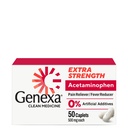 Genexa Clean Acetaminophen 500mg Extra sila, Farbivá bez bolesti Reliever Horúčka Redukcia, 0% Umelé aditíva, Bolesť Medicína pre dospelých, Relives Bolesť hlavy, Bolesť chrbta, Menej závažná artritída Bolesť, 50 tabliet