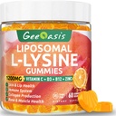 Lipozomálne L-lyzínové Gummy 1200 mg, Lyzínové žuvacie doplnky s vitamínom C, D3, B12 a zinok pre dospelých a deti, Immune & Collagen Support, Lips & Skin Health, Vegan, Natural Fruit Flavor, 60CT