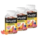 Airborne 750mg Vitamín C Imunitná podpora Supplement Gummy pre dospelých, rozmanité ovocná príchuť, lepidlo Free Crafted zmes s výkonnými antioxidanty Vitamíny A C & E, 63 Gumies (3 balenie)