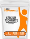 BulkSupplementments.com Vápnik Askorbát prášok - Pufrovaný vitamín C doplnok, Vápnik prášok - Vegan a lepidlo bez, 1g na obsluhu, 500g (1,1 lbs) (Pack of 1)