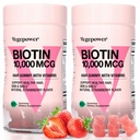 Biotín Gummies 10000mcg Doplnky - s vitamínom C, A, D, B-Complex, Folát, Zinok pre ženy a dievčatá- Vegan Biotín Rast vlasov Gummy pre zdravé vlasy a nechty, Non-GMO, Jahodová, 120 Medveď
