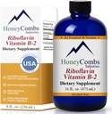 HoneyCombs Vitamín B2 Riboflavín Supplement Tekuté kvapky - vysoká potencia Vitamín B2 pre mužov a ženy - Udržujte zdravé trávenie, nervový systém, vlasy, koža, nechty - Vegan Tekuté vitamíny (16 Fl oz)