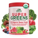 Country Farmy Organic Super Greens Berry Flavor, 50 Organic Super Foods, balené s vláknami, USDA Organic Drink Mix, ovocie, Zelenina, Huby a probiotiká, Podpora energie, 5g Fiber
