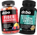 DR. BO Fiber Gummies Kolón očistiť & zázvor - Chutné Gummy Prebiotické Fiber Supplement - Podpora pohybu čriev pre čistenie vnútorností a žalúdka