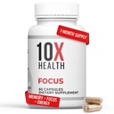 10X Health Focus Rhodiola Rosea - Brain Doplnky pre pamäť a zaostrenie - 60 Kapsule Focus Supplement, Pamäťový doplnok pre zdravie mozgu s Ginkgo Biloba, Huperzine A - Ginkgo Biloba Kapsule