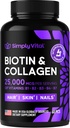Biotín a kolagén Doplnky s keratín 25000 mcg - Vlasy kože a nechtov Vitamíny s kolagén keratín B komplex - Made in USA - Biotín pre rast vlasov Ženy a muži Podpora kože a nechtov, 60 Kapsule