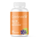 Oslavujte vitamíny Železo doplnok s vitamínom C - 30 mg Železo, 60 mg Vitamín C, Bariatrické vitamíny pre pacientov s WLS, Vertikálny rukáv a žalúdočný bypass Chirurgia 