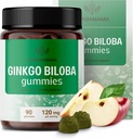 HERBAMA Ginkgo Biloba Gummies - 120mg Ginkgo Biloba Herb na podporu mozgu - Vegán, non-GMO Mozog Focus & Clarity Supplement - 90 Pectin-Based Apple-Flavoured Chews