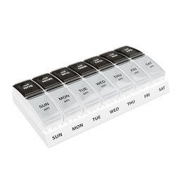 EZY DOSE Weekly (7-Deň) Denné AM/PM Pilulka Prípad, Medicína Planner, vitamín Organizátor, Dodatok Kontajner, Malé pop-out oddelenia, Určené pre cestovanie, 2 Časy denne, Čierne a jasné Lids