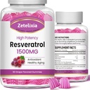 Bezukrový rezveratrol Gummy - Vysoká čistota Resveratrol Supplement for Antioxidant, Zdravé starnutie, koža, mozog, Organic - 120 Gummies